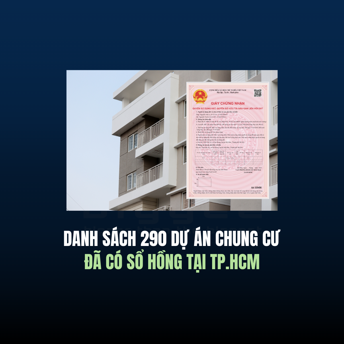 Danh sách các 290 dự án căn hộ chung cư đã có sổ hồng tại TP.HCM